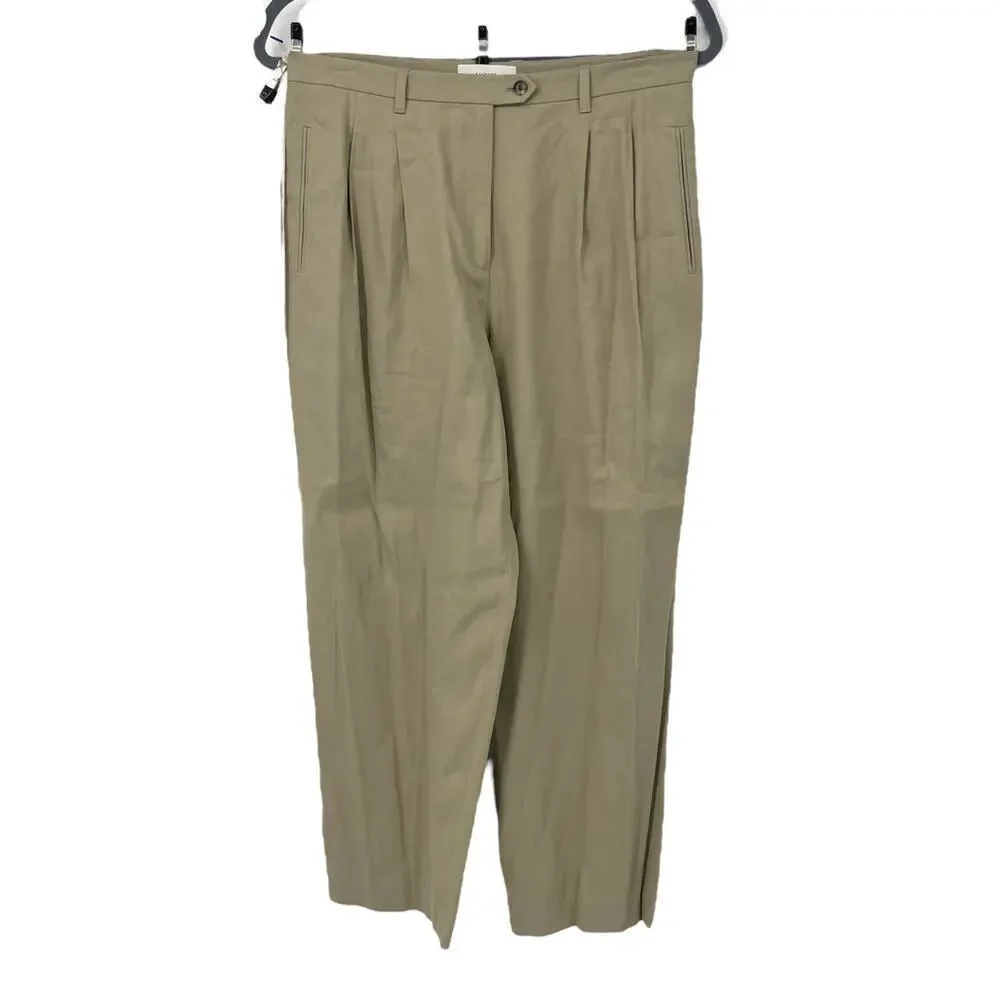 LAFAYETTE 148 NEW YORK Chino Dress Pants Green Clay Pleated Pockets Sz 14 NEW - Picture 3 of 16